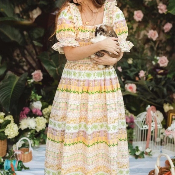 Ivy City Co Women's XXS Boxwood Blossoms Celeste Clark Easter Dress Cottagecore! - Picture 5 of 16